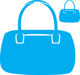 Fototapeta premium Blue Handbag Icon Minimal Tote Purse Vector Illustration