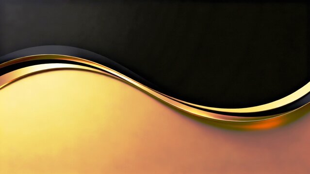 Elegant black gold background with flowing gold wave lines, suitable for Islamic finance reports, sharia banking presentations, ethical investment