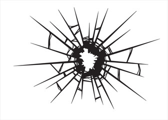 Obraz premium Broken Glass Crack Texture Isolated on White Background – Realistic Shattered Glass Pattern for Design and Effects