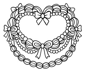 Decorative cake with coconut sponge and white chocolate cream, ornamental dessert with bows and pearl details