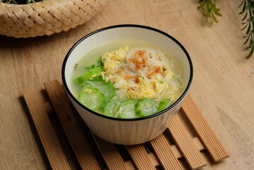 bowl of loofah soup on the table