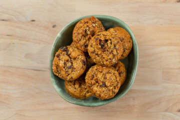 Healthy Oatmeal Energy Bites in Ceramic Bowl