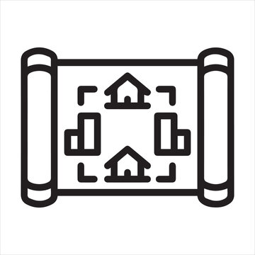 Black line icon for master plan