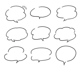 柔らかな曲線が特徴のモコモコした手書き吹き出しセット。親しみやすい雑誌風のフレーム素材