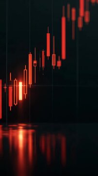 Abstract Red Candlestick Chart Representing Stock Market Crash and Financial Downtrend