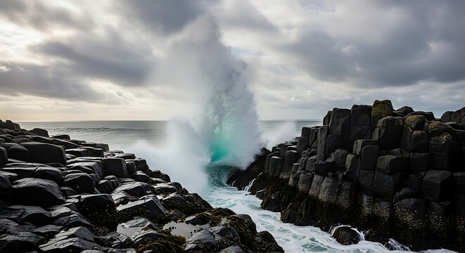 Coastal Geyser Eruption - A Powerful Display of Natures Force.