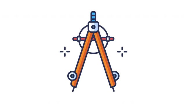 Math Compass Animated Icon. Seamless Looping