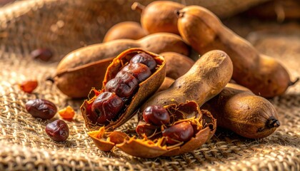 Sweet and Tangy Tamarind Pods Bursting with Flavor, a Delicious Tropical Fruit Ingredient