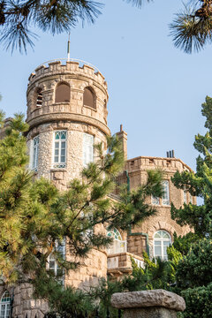 Historic Huashi Tower in Badaguan Scenic Area, Qingdao, China