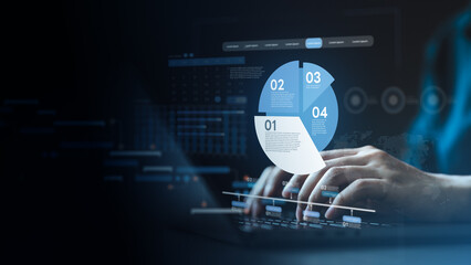 Data analytics dashboard with charts, KPIs, and visual reports, showing business performance,...