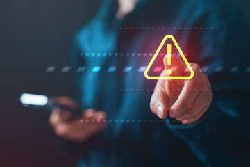 Cybersecurity alert concept with firewall warning icon, representing network defense, threat detection, data protection, and secure digital systems.