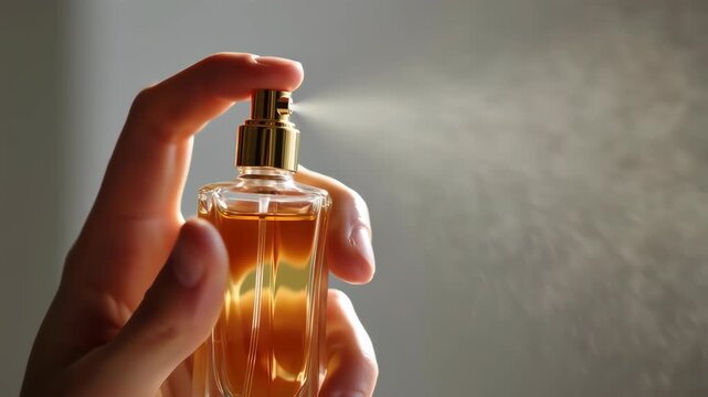 hand spraying elegant perfume 