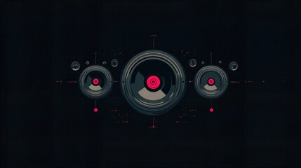 Fototapeta premium Dark Minimal Style Sound System Background With Circular Elements Designed for Premium Audio Experience