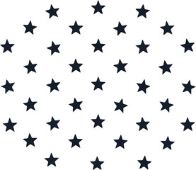 Fototapeta premium Repeating pattern of dark navy blue fivepointed stars on a white background