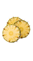 Fresh pineapple slices on white background