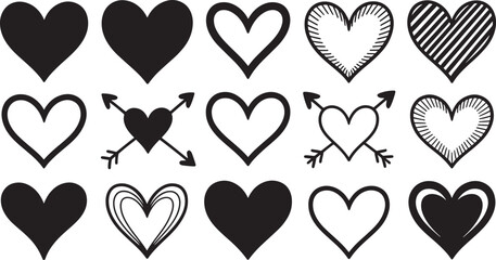 Various heart in different shapes and styles symbols love hearts desig