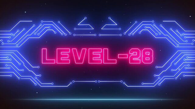 Professional level 28 gaming background for hardcore gaming progress, tech stream transitions and futuristic hud designs