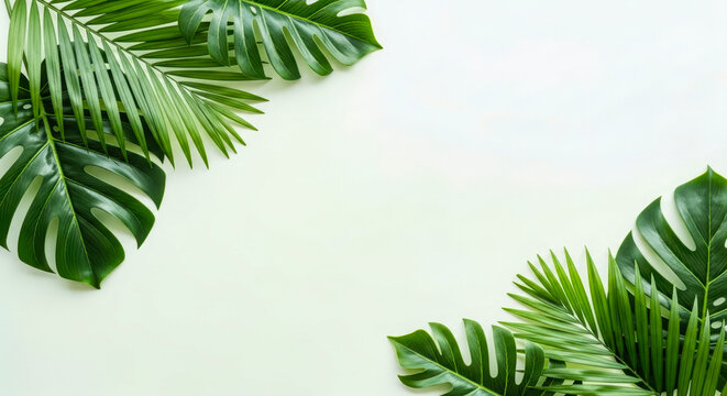 Tropical Green Leaves Copy Space Background for Eco Nature Design