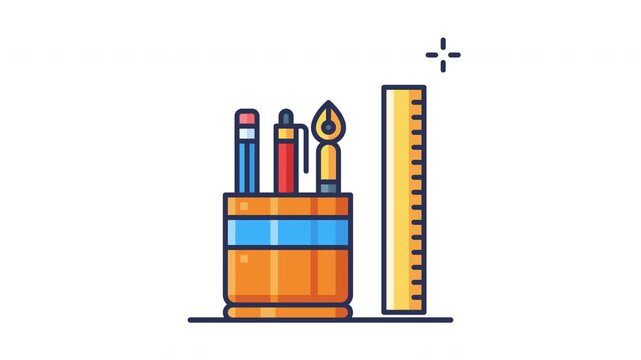 Stationery Animated Icon. Seamless Looping