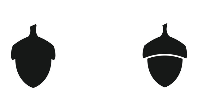 Simple black silhouette of acorn icon set