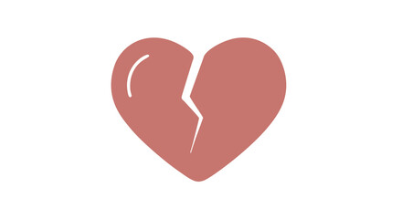 Fototapeta premium Centered Broken Heart Symbol in Muted Red Color on White Background, Flat Graphic Illustration Representing Emotional Pain and Heartbreak