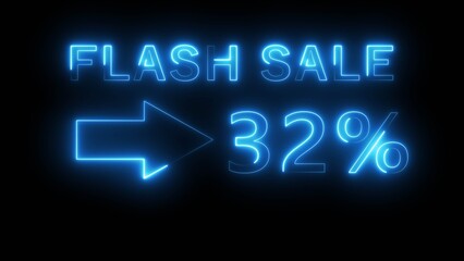 Fototapeta premium Business sale discount number text illustration. Neon business 32% number on background.