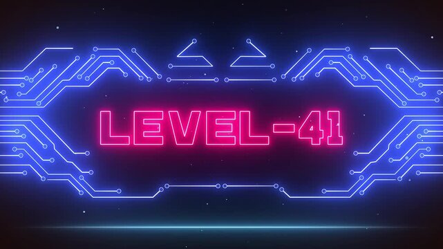 Level 41 neon gaming interface for advanced mystical odyssey highlights, pro player tutorials and digital streaming assets