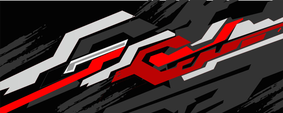 Car decal design vector. Graphic abstract stripe racing background kit designs for wrap vehicle, race car, rally, adventure and livery