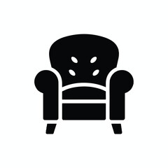 Fototapeta premium Solid minimalist glyph style armchair icon, perfect for modern interior design and furniture branding.