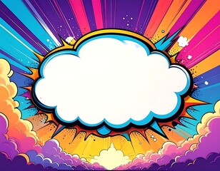 A vibrant, comic-style illustration of a white speech bubble