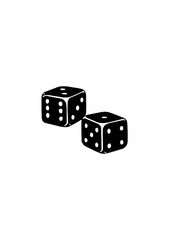 two black dice used to play board games