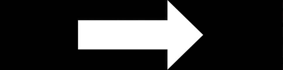Obraz premium Simple white right-pointing arrow on black background