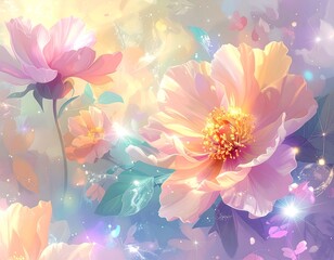 A vibrant floral arrangement with pastel-colored flowers