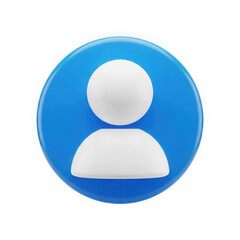 Blue circle with white silhouette of a person transparent background