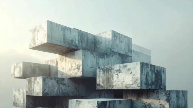 Abstract Concrete Blocks Formation Stock Video