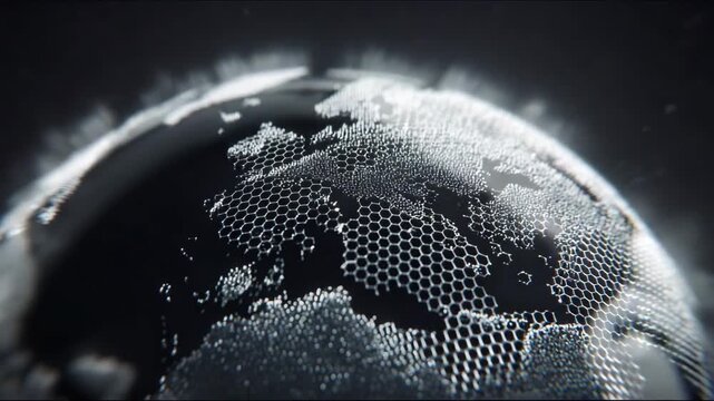 Close Up Macro Honeycomb Structure with Glistening Water Droplets Hexagonal Cells Bee Hive Nature Texture Background Abstract Organic Pattern Detail Scientific Research