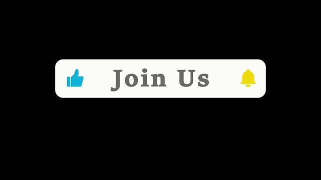 Animated join us buttons with hand cursor and splashes on black background