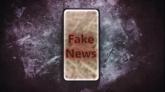 Articles from an information portal on a smartphone and warnings about fake news