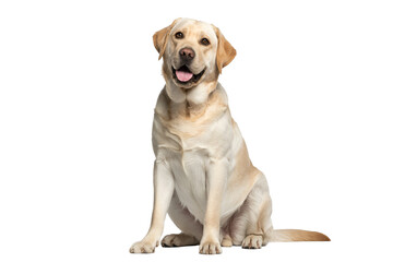Golden labrador retriever dog sitting and smiling isolated on transparent background