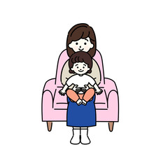 膝に座る女の子