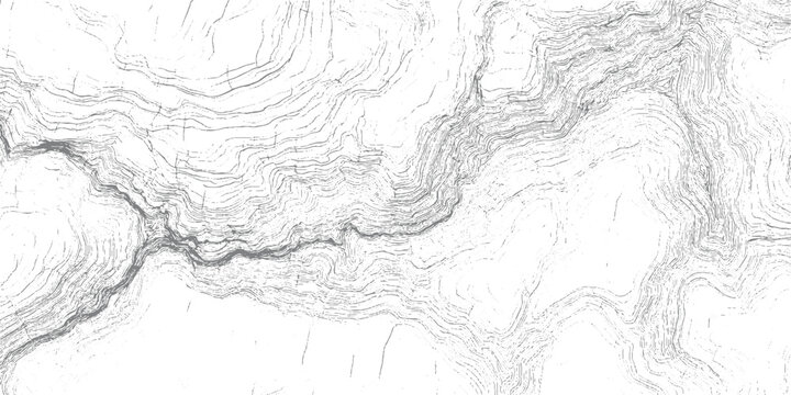 Detailed contour map of a winding river valley with layered topographic lines and scattered dots topography