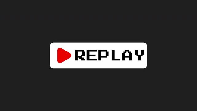 Replay sign icon with a red play symbol icon. Suitable for video player interface designs or multimedia content platforms. Ideal for digital media projects.