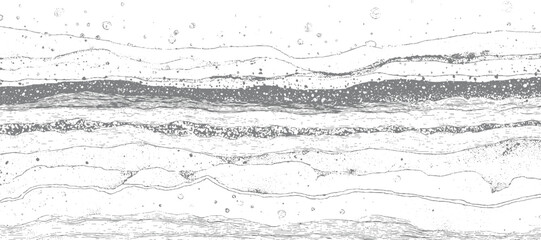 Obraz premium Detailed cross section of geological strata with varied textures and circular inclusions layers