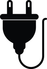 Obraz premium Black electric plug silhouette vector with cord 1