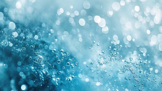 Soft-focus texture of seafoam and light bubbles on aquamarine water surface, calming blue and white organic background for wellness or spa themes