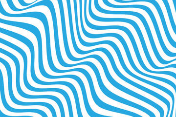 Blue wavy lines pattern on white background . Abstract waves background . Vector illustration
