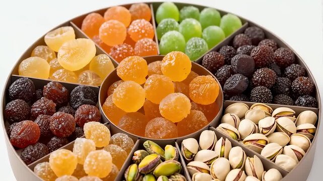 Traditional Spring Festival candy box with assorted snacks and nuts
