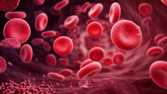 red blood cells and platelets 3D rendering of flow