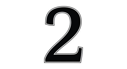 Naklejka premium A striking black number two is prominently displayed against a completely white background creating a stark contrast