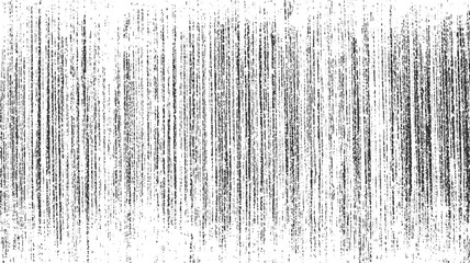 Black vertical distressed lines and speckles on a white background abstract texture